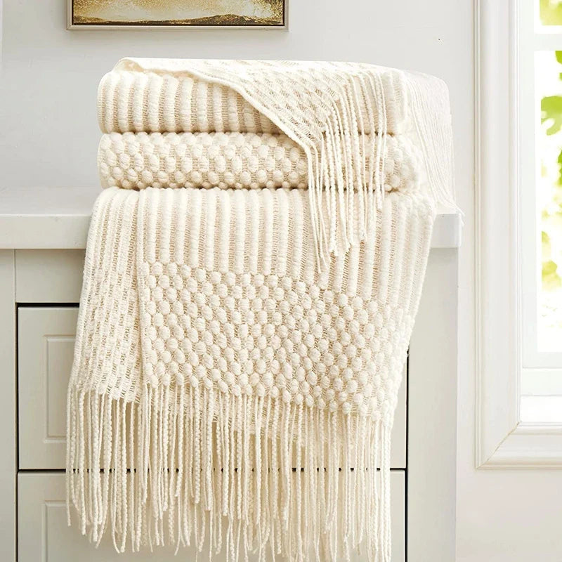 Cozy Boho Knit Throw Blanket