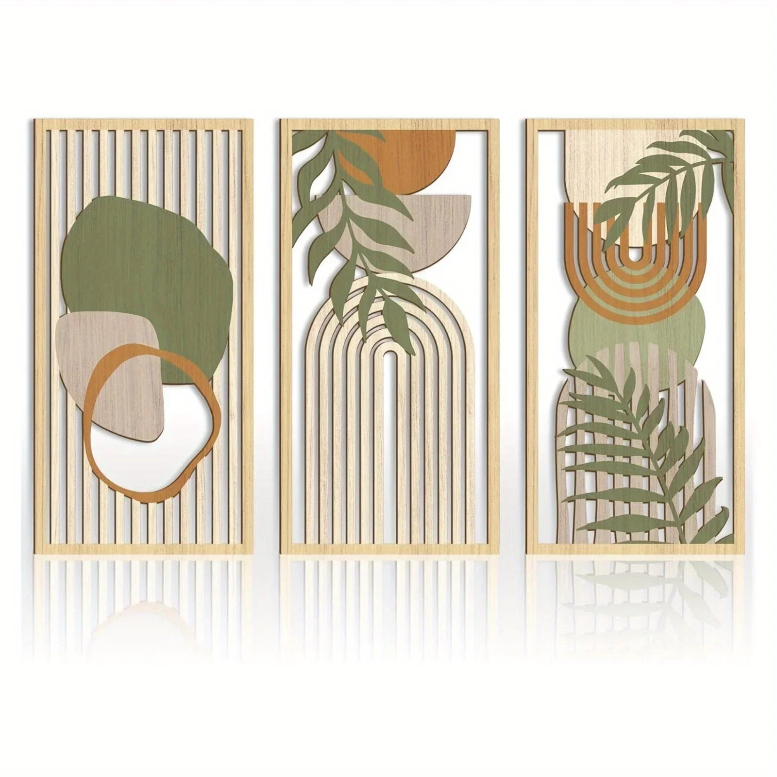 Sage Green Wooden Wall Art Trio